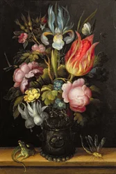 ローマのフラワーピース、c.1615（銅に油彩）